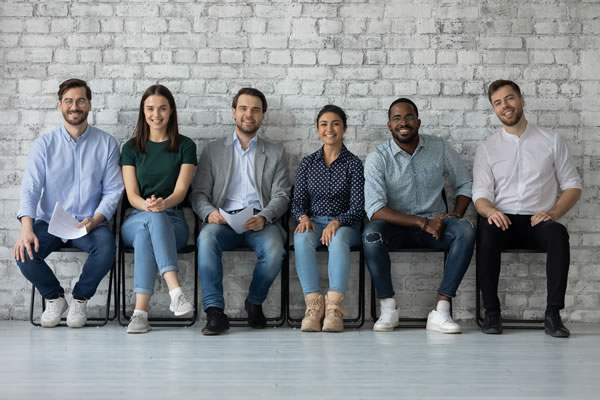 group of job applicants smiling